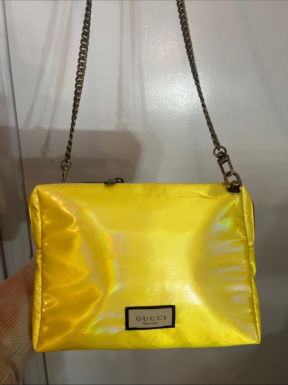 Gucci Yellow Pouch with 47 inch chain/Hardware